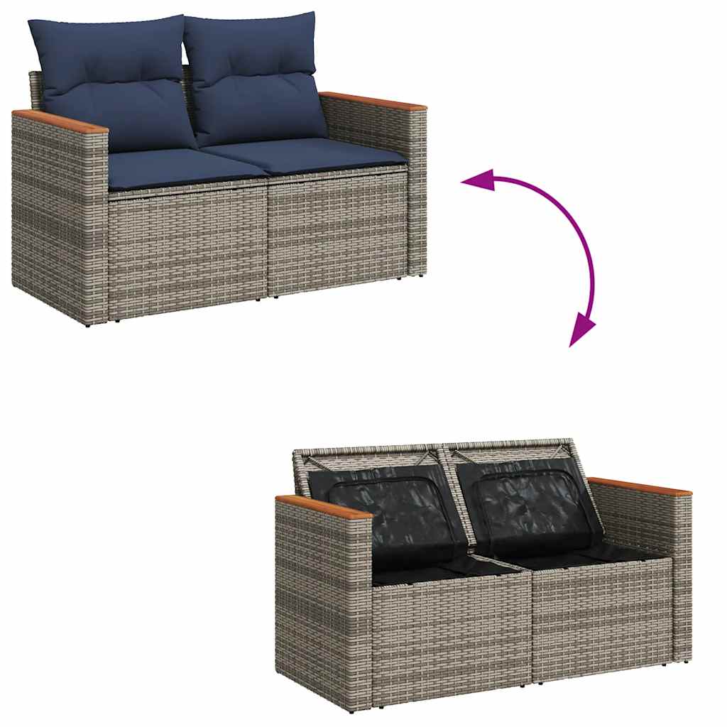 4-dijelni set vrtnih sofa od poliratana s jastucima sivi