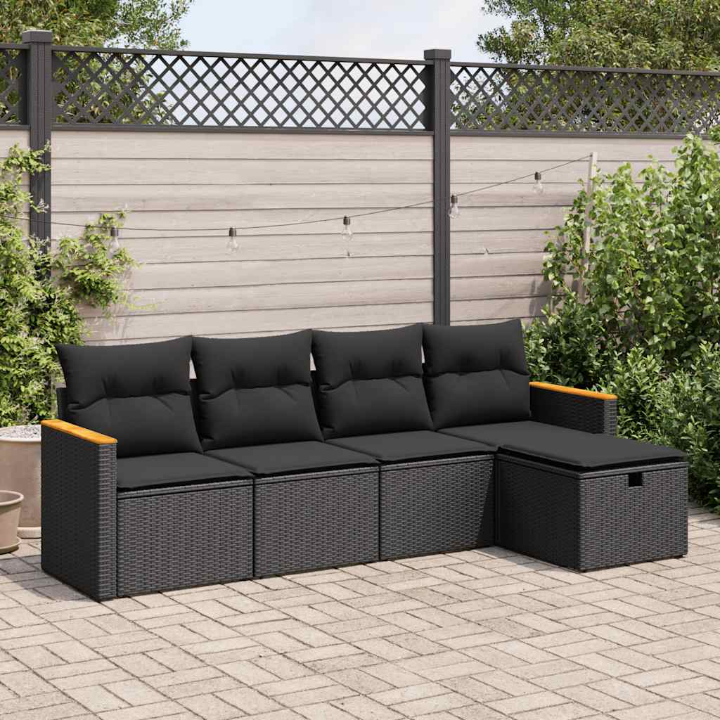 5-dijelni set vrtnih sofa s jastucima bež od poliratana