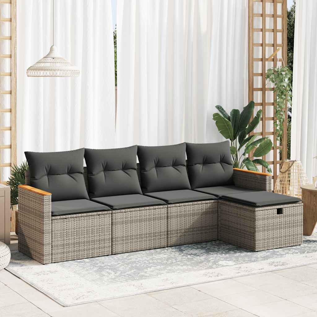 5-dijelni set vrtnih sofa s jastucima bež od poliratana