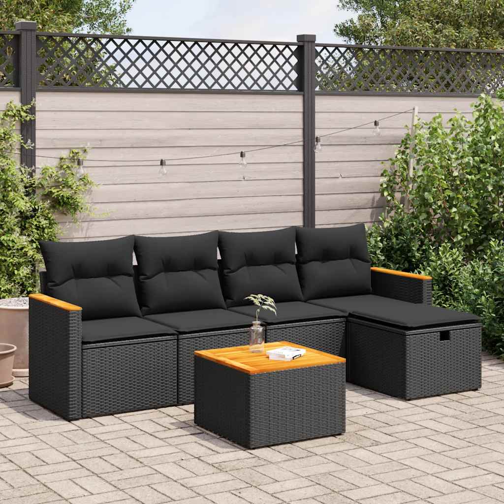 5-dijelni set vrtnih sofa s jastucima bež od poliratana