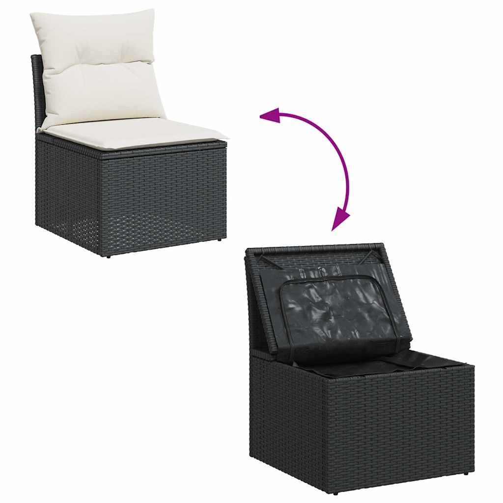 7-dijelni set vrtnih sofa od poliratana s jastucima crni