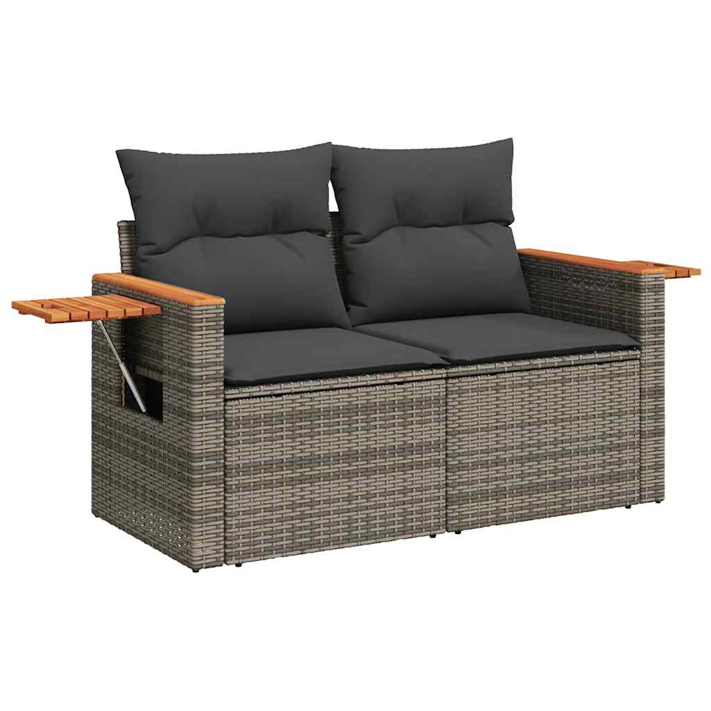4-dijelni set vrtnih sofa od poliratana s jastucima sivi
