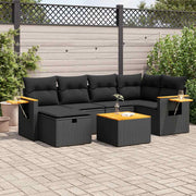 7-dijelni set vrtnih sofa od poliratana s jastucima crni