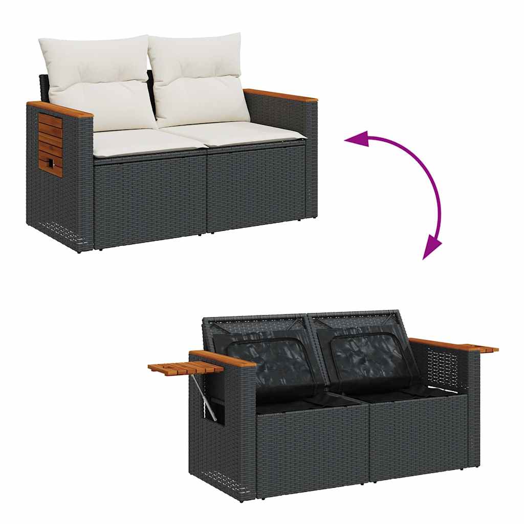 7-dijelni set vrtnih sofa od poliratana s jastucima crni