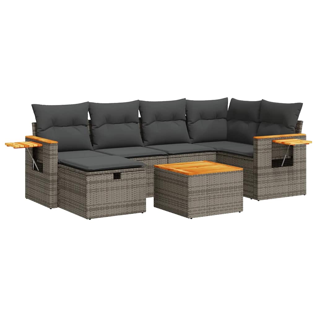 7-dijelni set vrtnih sofa sivi od poliratana
