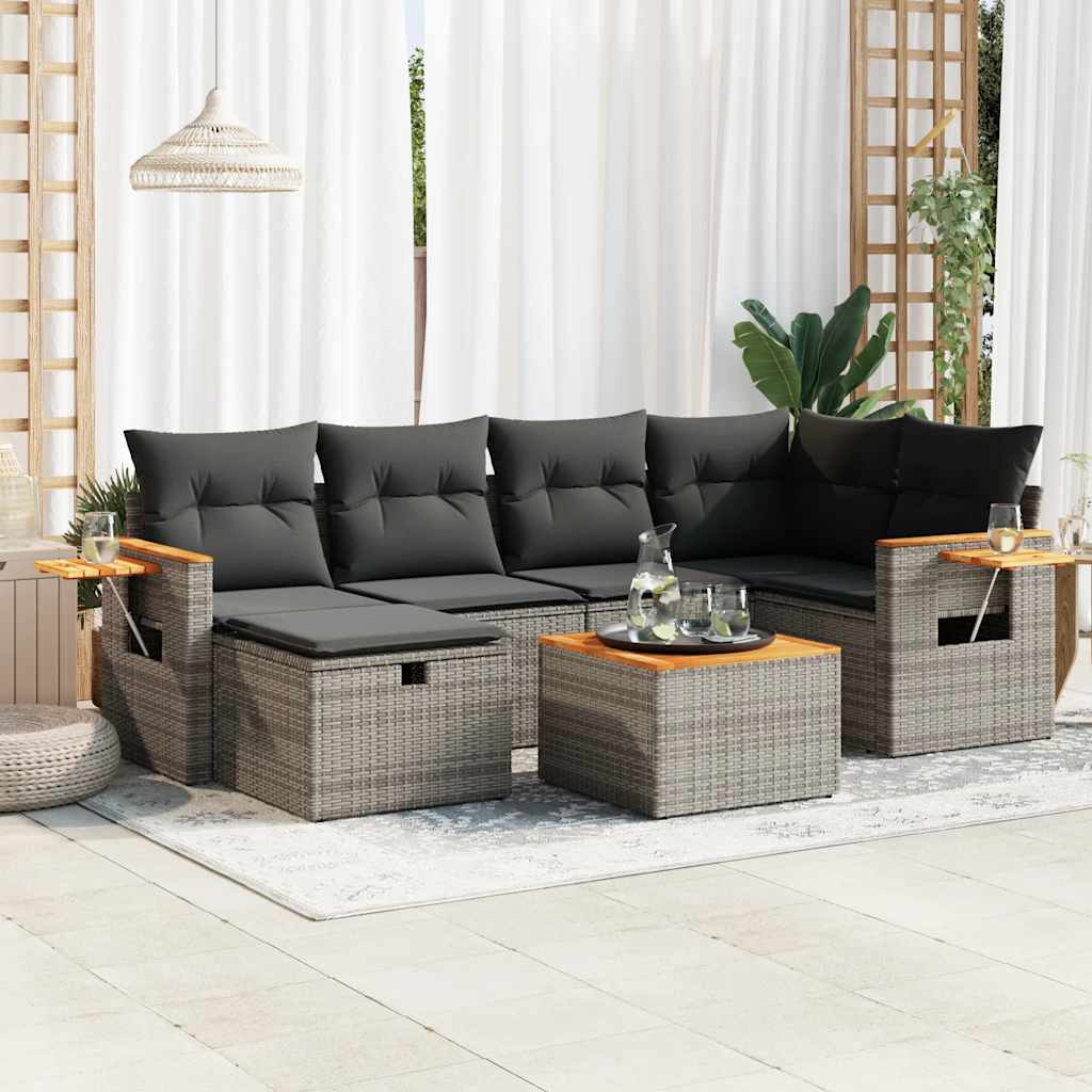 7-dijelni set vrtnih sofa sivi od poliratana