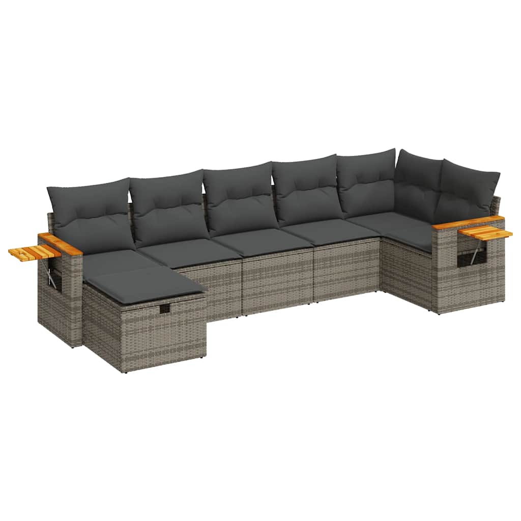 7-dijelni set vrtnih sofa sivi od poliratana