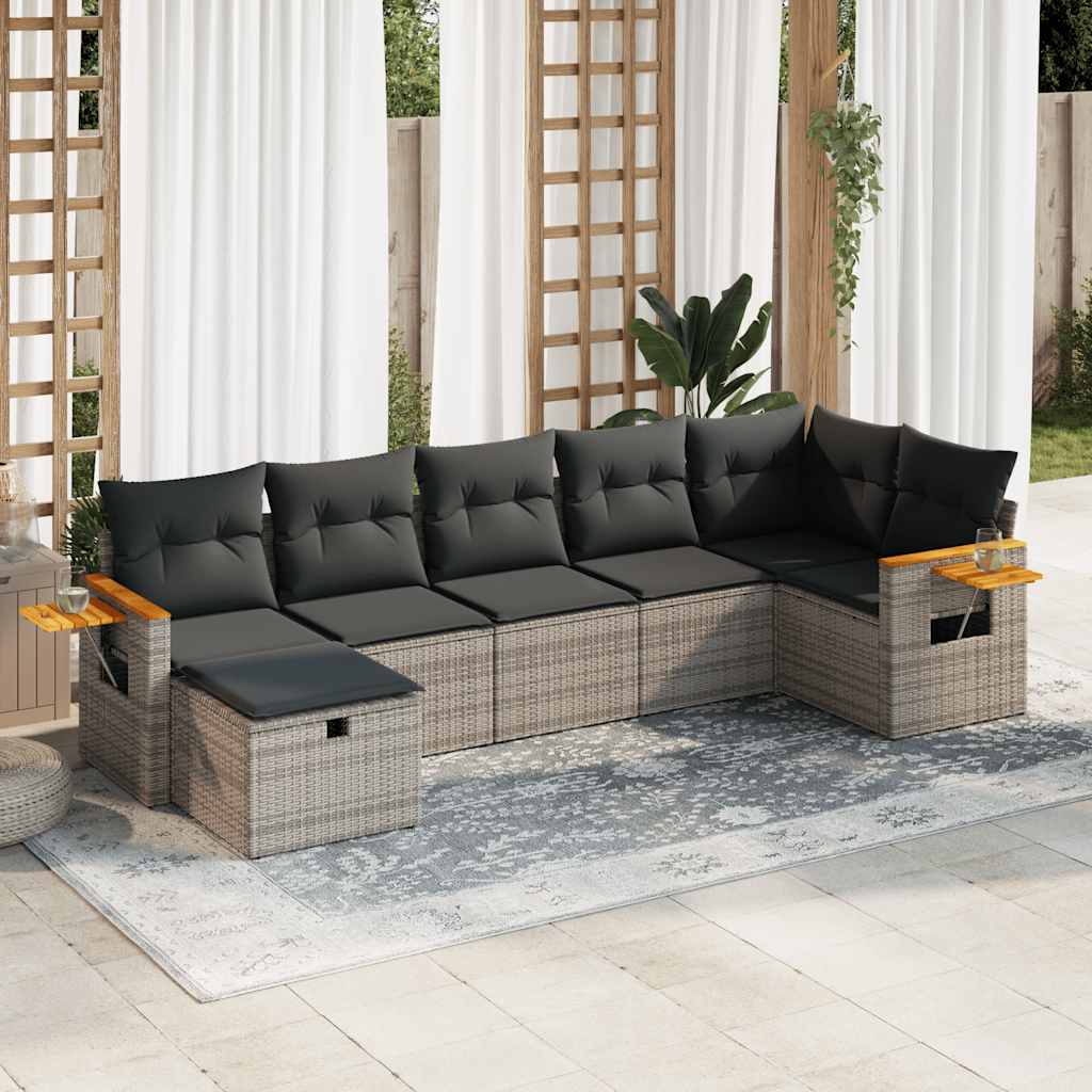 7-dijelni set vrtnih sofa sivi od poliratana