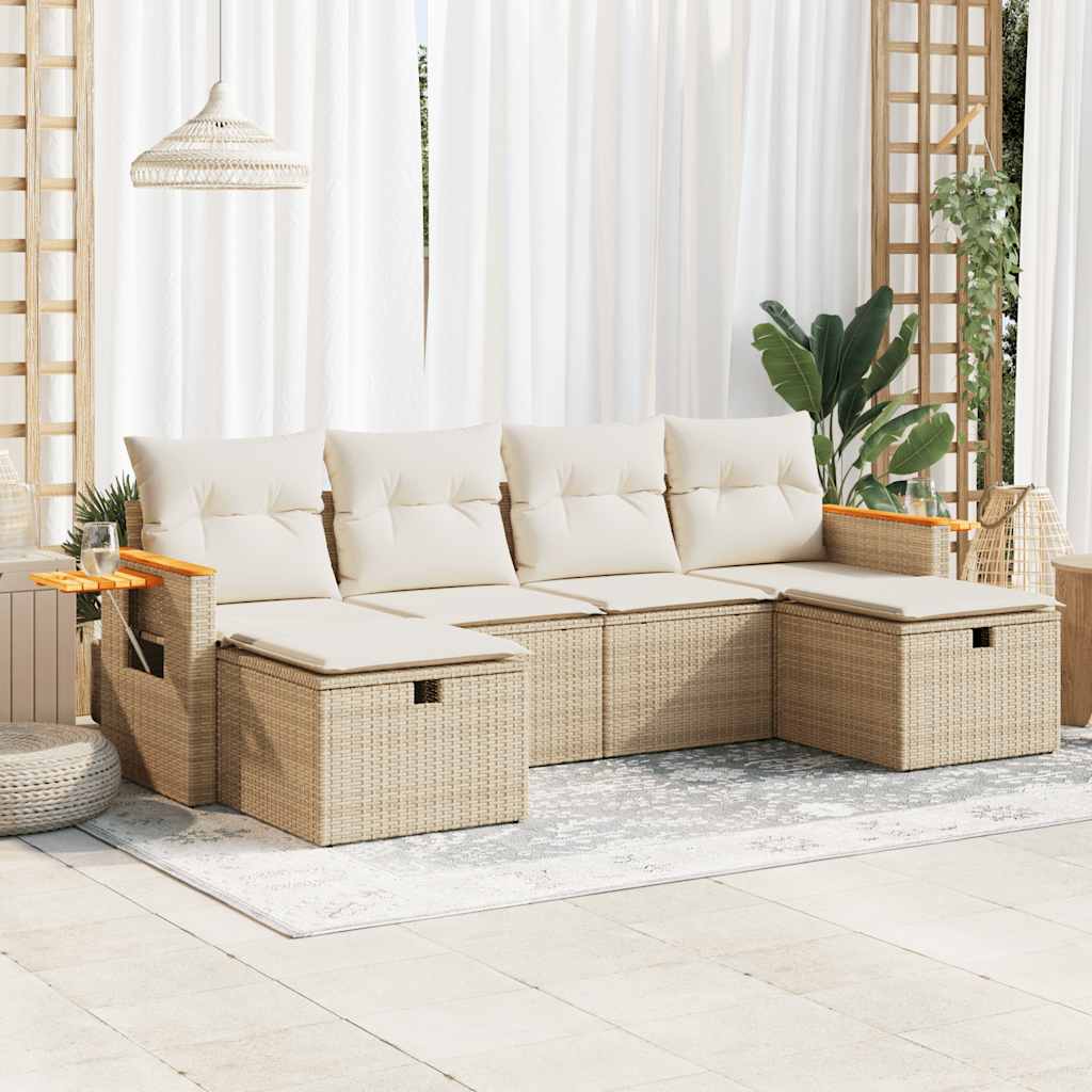 6-dijelni set vrtnih sofa s jastucima od poliratana