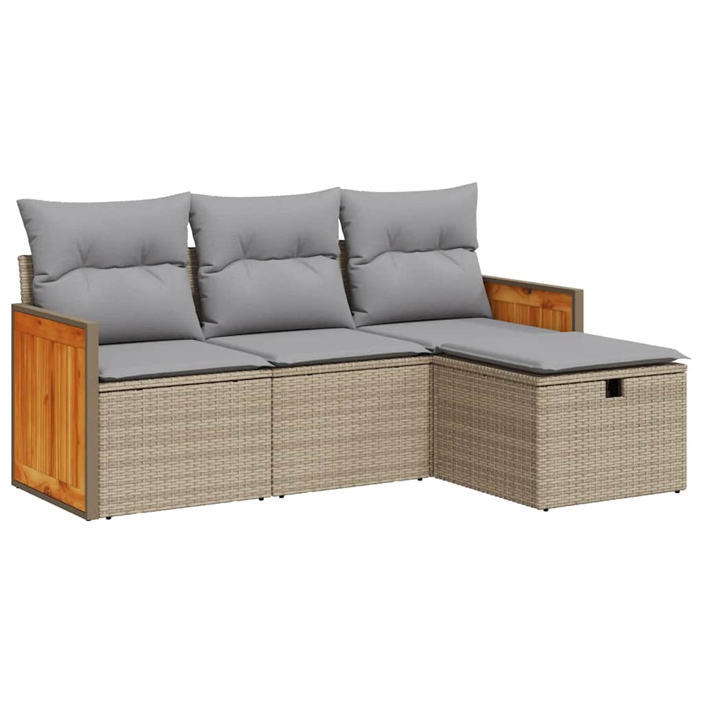 4-dijelni set vrtnih sofa s jastucima bež od poliratana