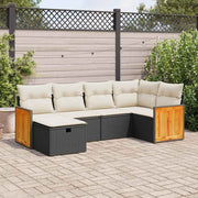 6-dijelni set vrtnih sofa s jastucima crni od poliratana