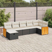 7-dijelni set vrtnih sofa od poliratana s jastucima crni