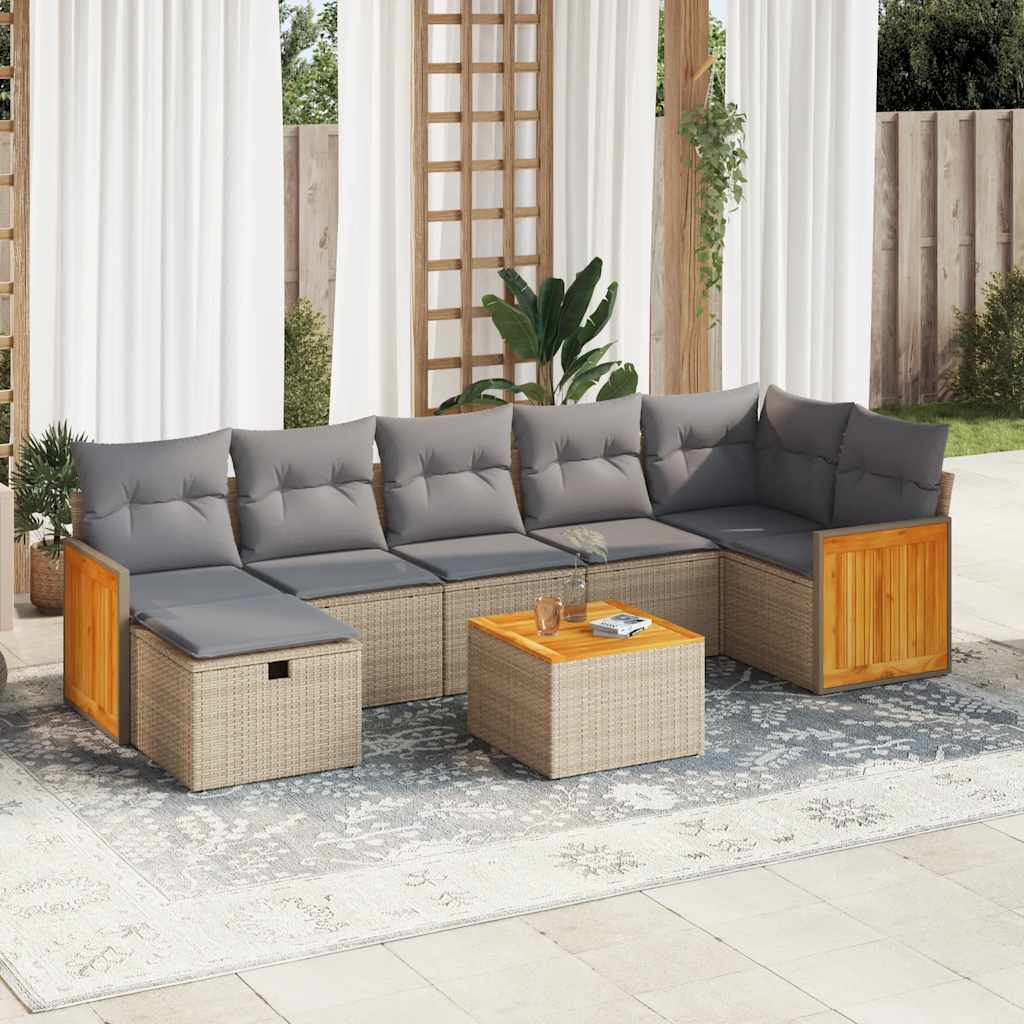 8-dijelni set vrtnih sofa od poliratana s jastucima bež