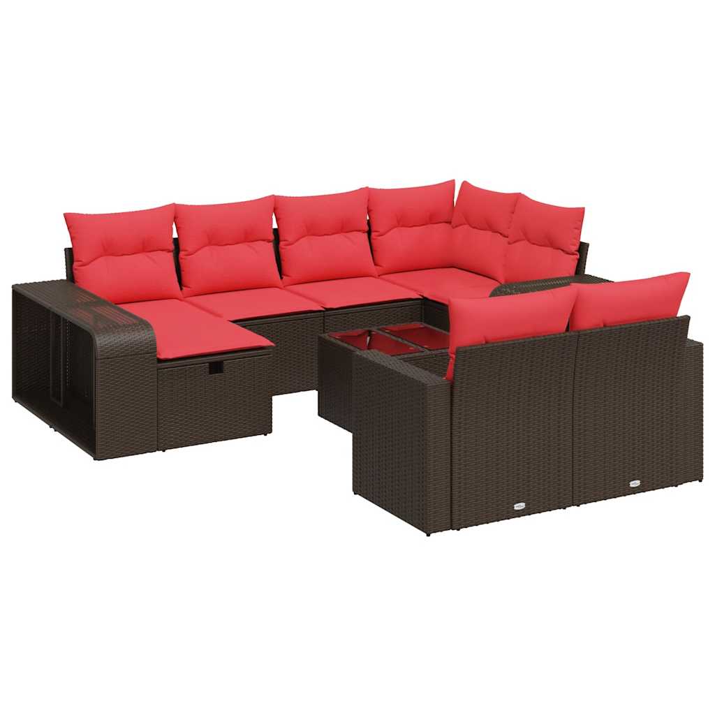 11-dijelni set vrtnih sofa od poliratana s jastucima smeđi