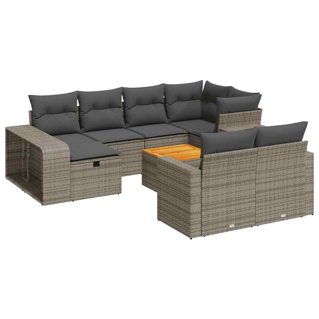 11-dijelni set vrtnih sofa od poliratana s jastucima sivi