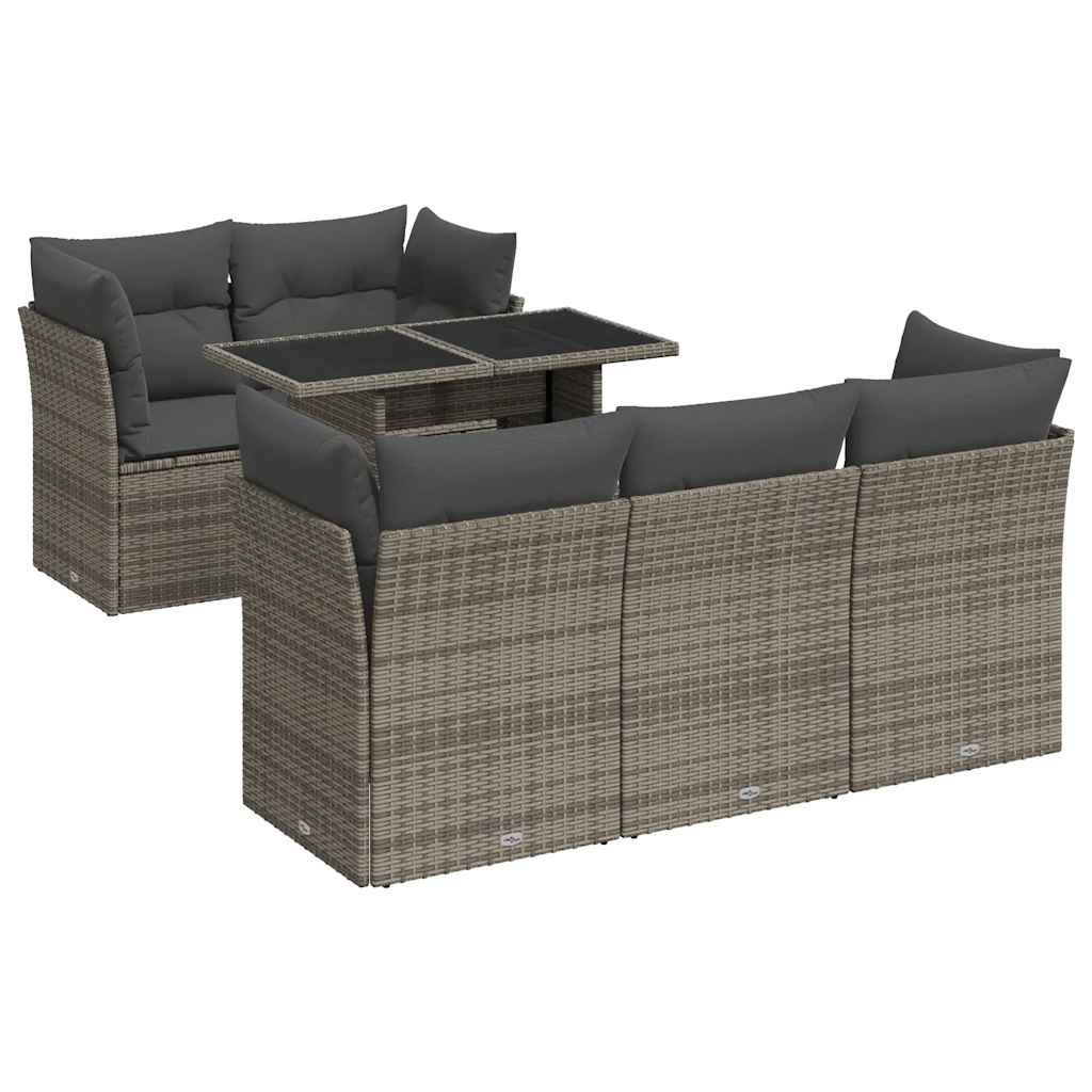 6-dijelni set vrtnih sofa od poliratana s jastucima sivi