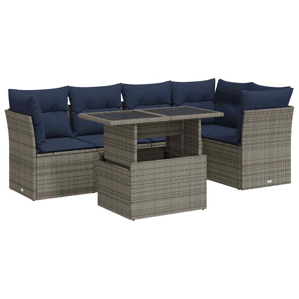 6-dijelni set vrtnih sofa poliratan i bagrem s jastucima