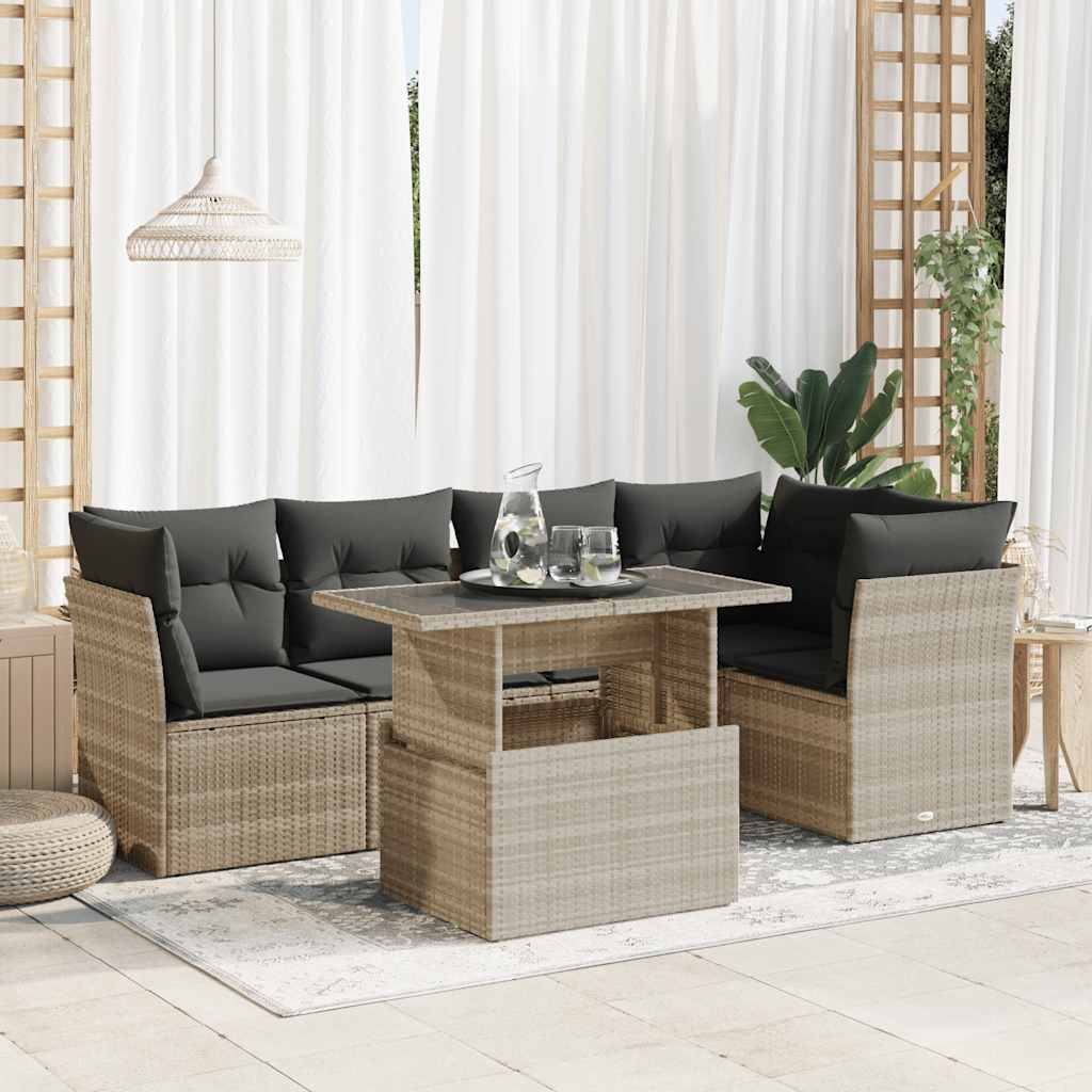 6-dijelni set vrtnih sofa od poliratana s jastucima