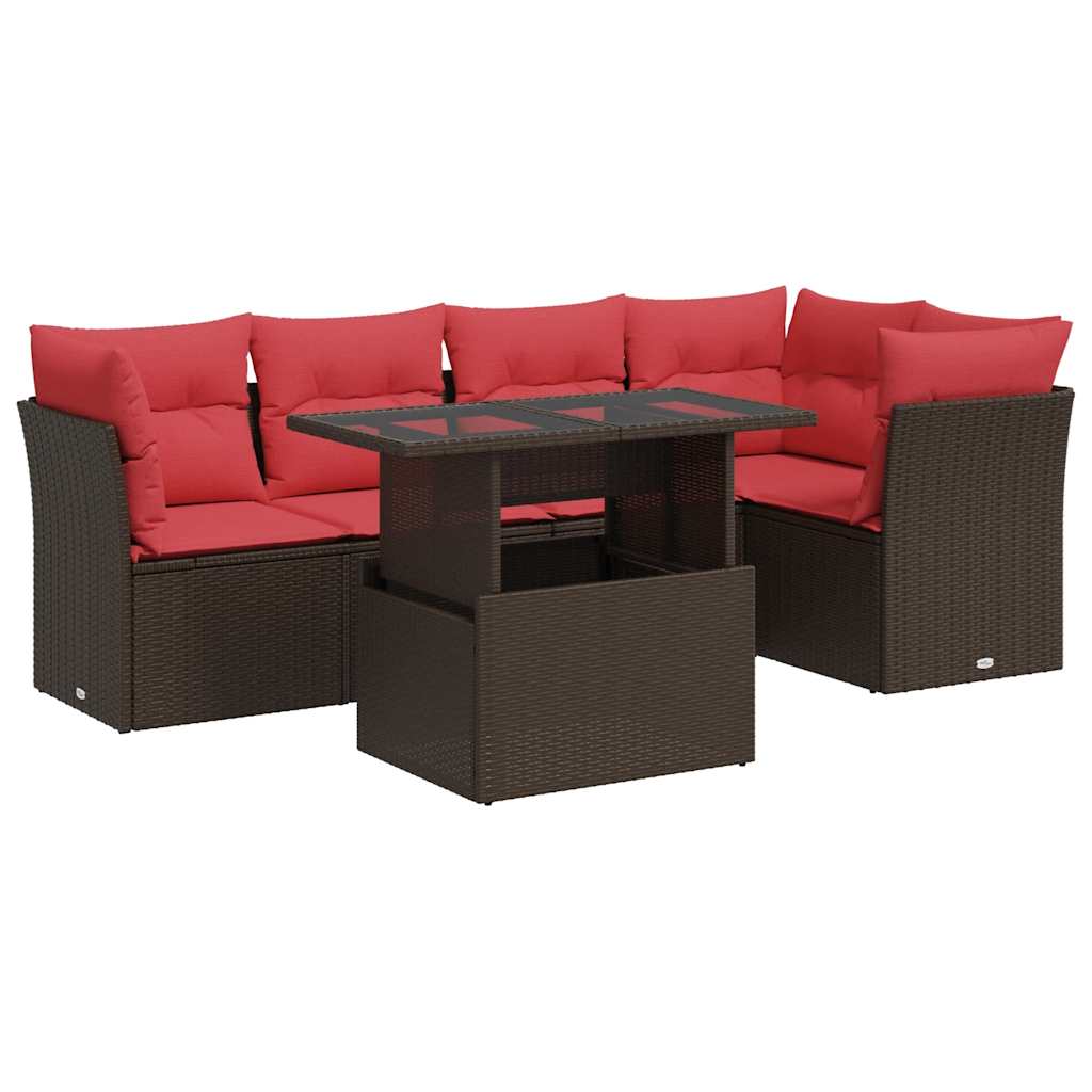 6-dijelni set vrtnih sofa poliratan i bagrem s jastucima