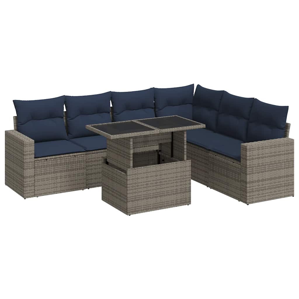 7-dijelni set vrtnih sofa od poliratana s jastucima crni bagrem