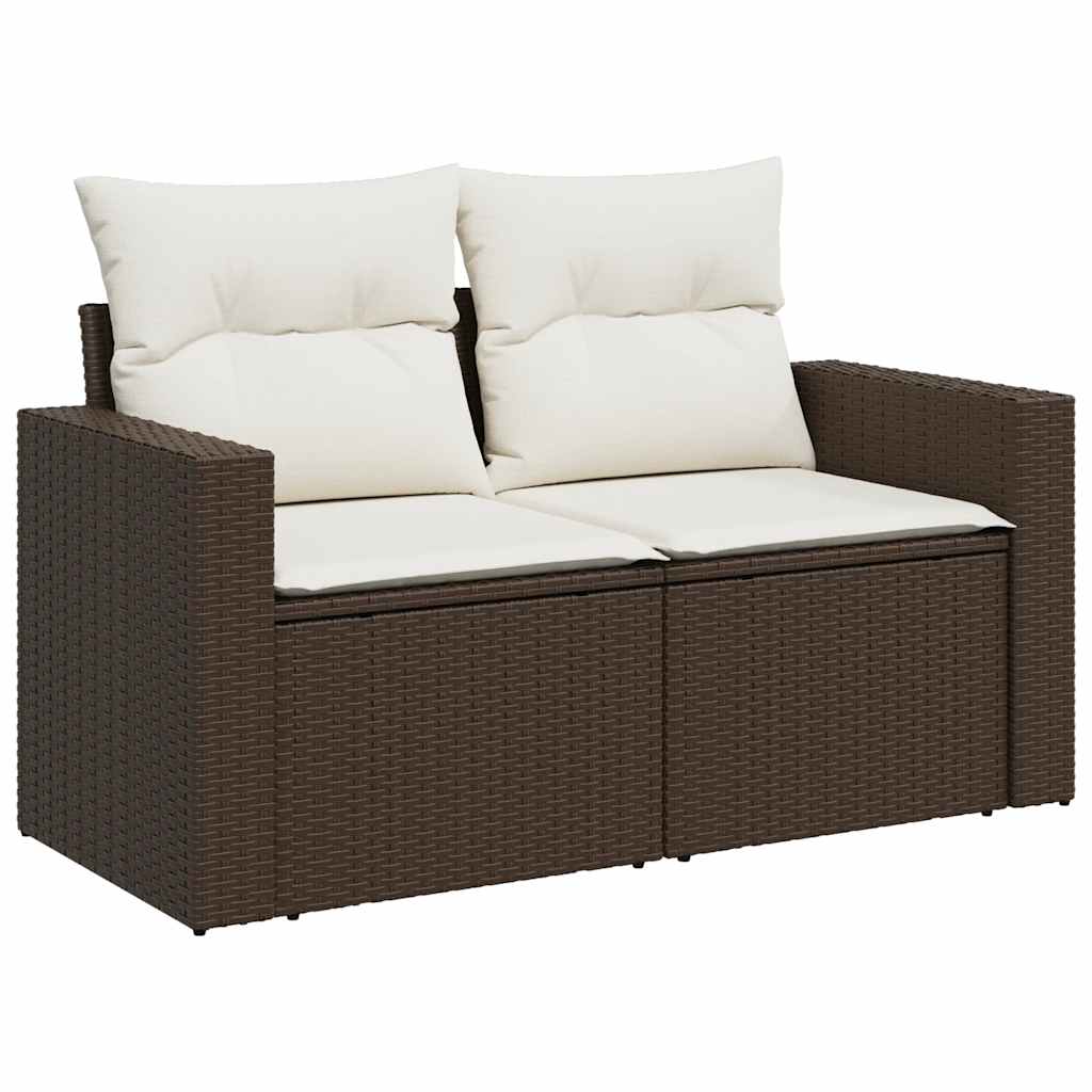 9-dijelni set vrtnih sofa s jastucima poliratan smeđi