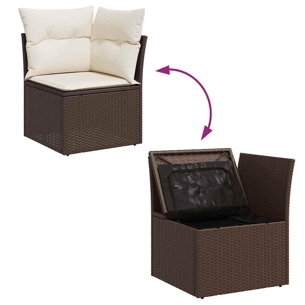 8-dijelni set vrtnih sofa s jastucima smeđi od poliratana