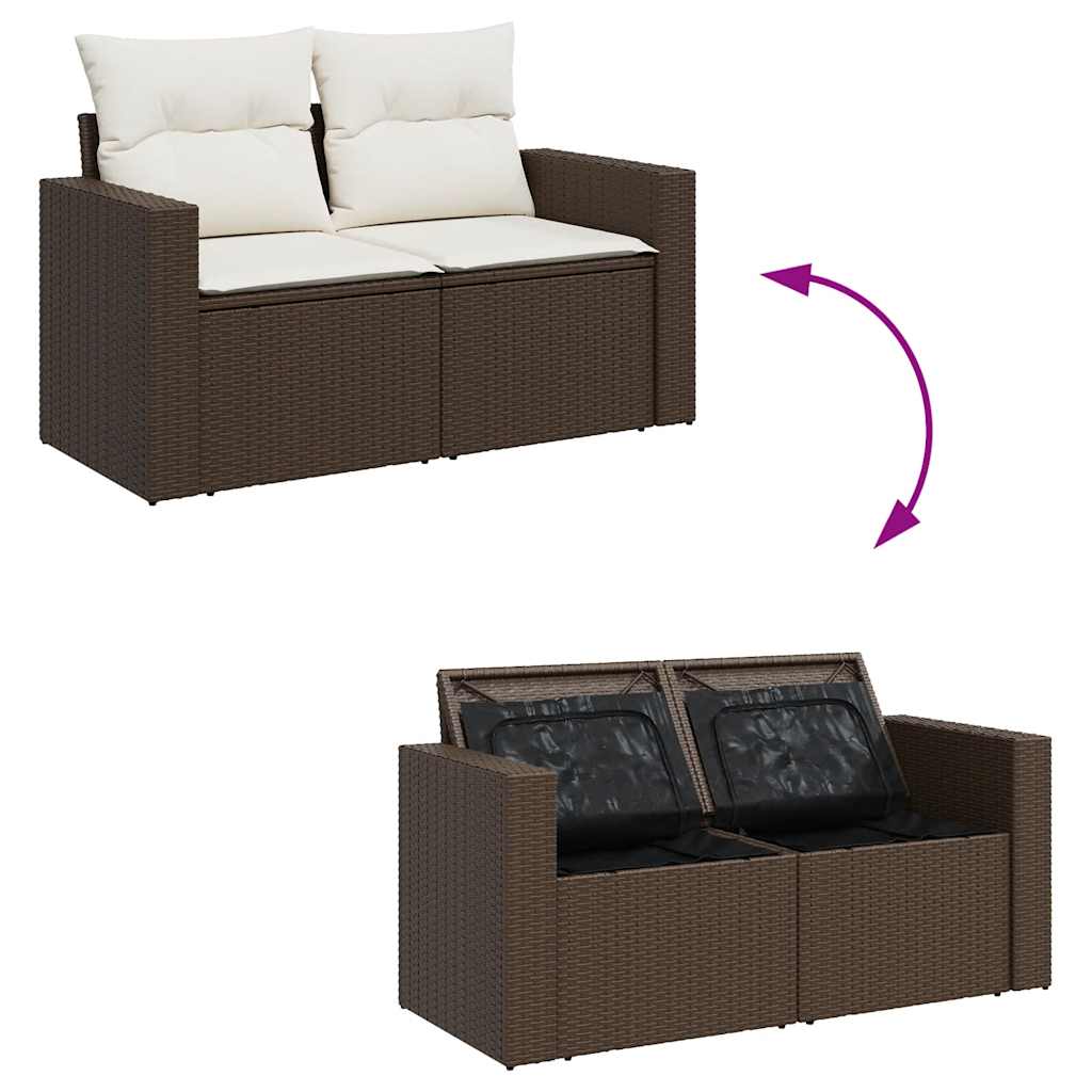 8-dijelni set vrtnih sofa s jastucima smeđi od poliratana