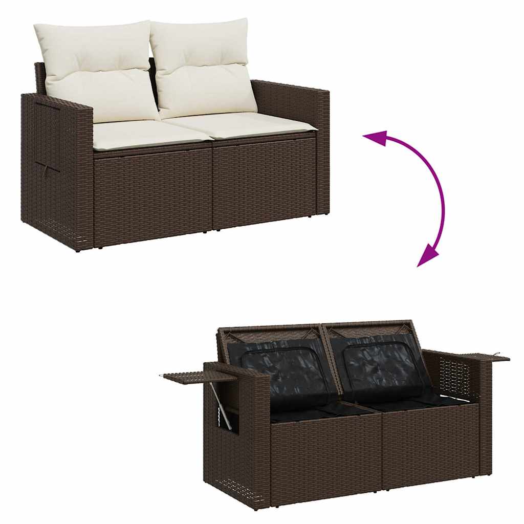 5-dijelni set vrtnih sofa s jastucima poliratan smeđi