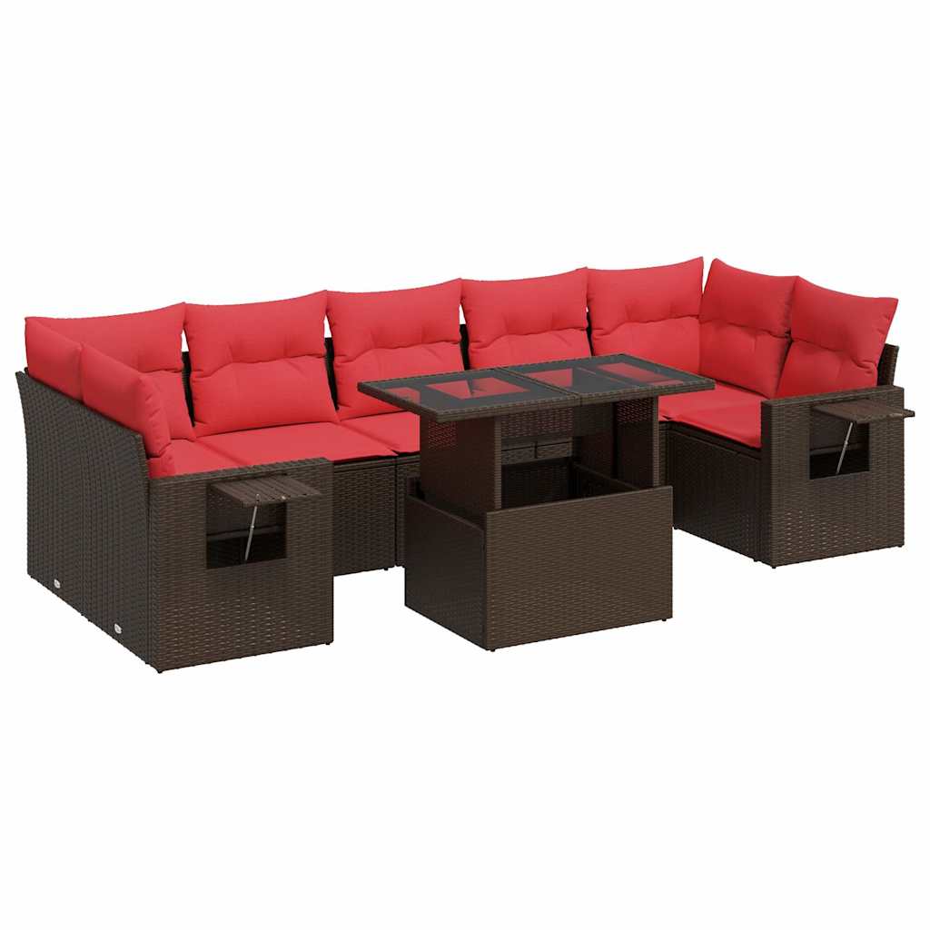 8-dijelni set vrtnih sofa od poliratana s jastucima smeđi bagrem