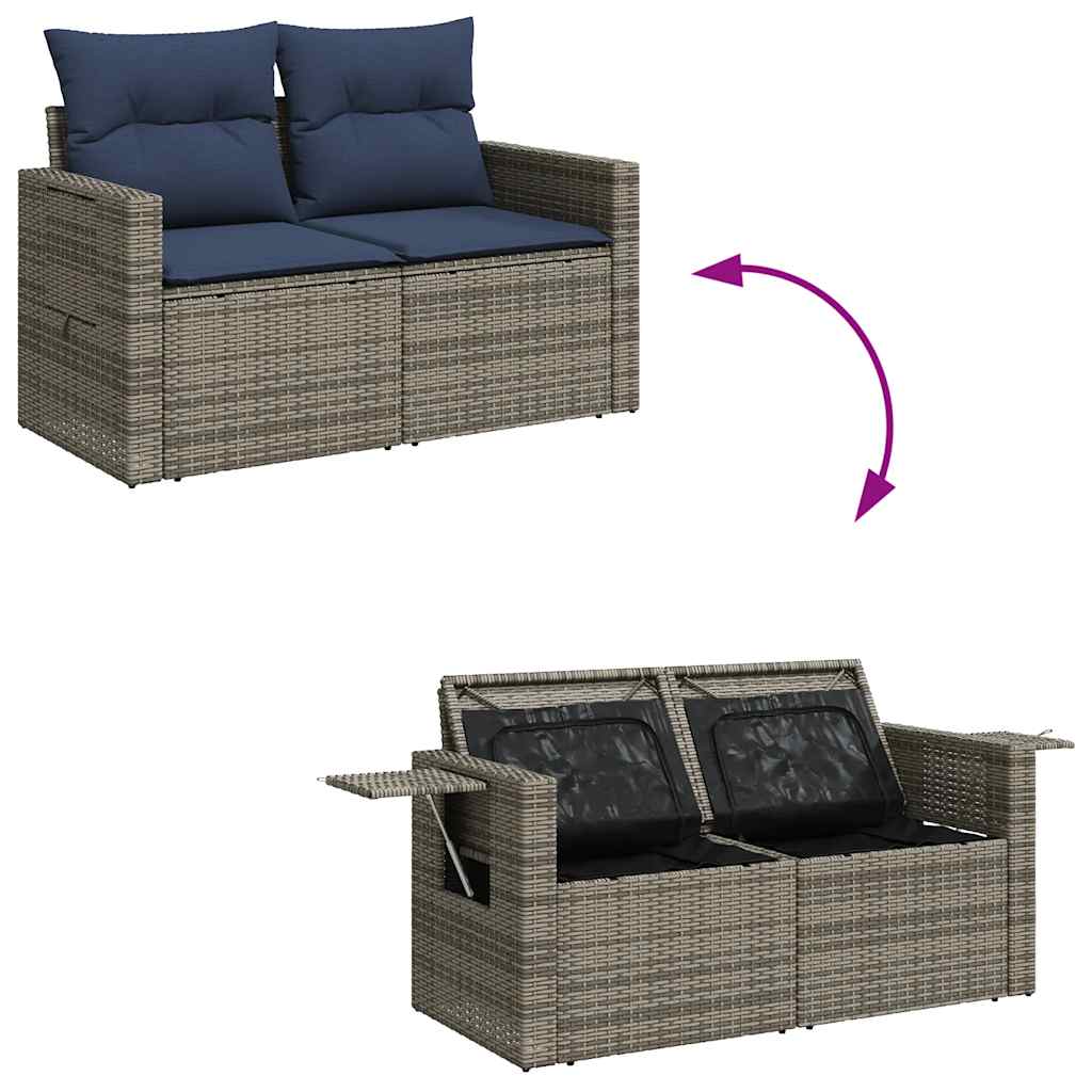 9-dijelni set vrtnih sofa s jastucima sivi od poliratana bagrem