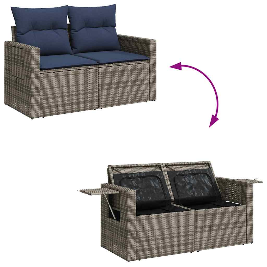 6-dijelni set vrtnih sofa s jastucima sivi od poliratana bagrem