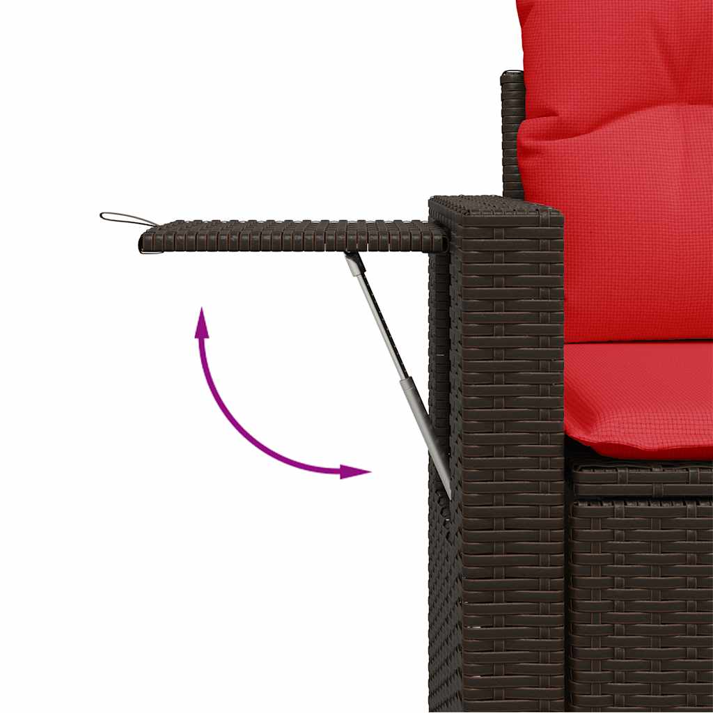 6-dijelni set vrtnih sofa poliratan i bagrem s jastucima smeđi