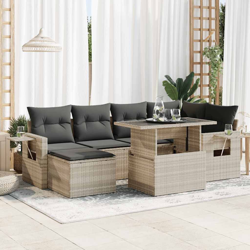 7-dijelni set vrtnih sofa svjetlosivi od poliratana