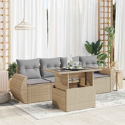 5-dijelni vrtni set sofa s jastucima bež od poliratana