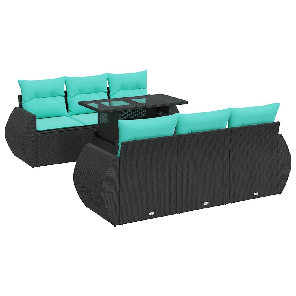 7-dijelni set vrtnih sofa od poliratana s jastucima crni bagrem