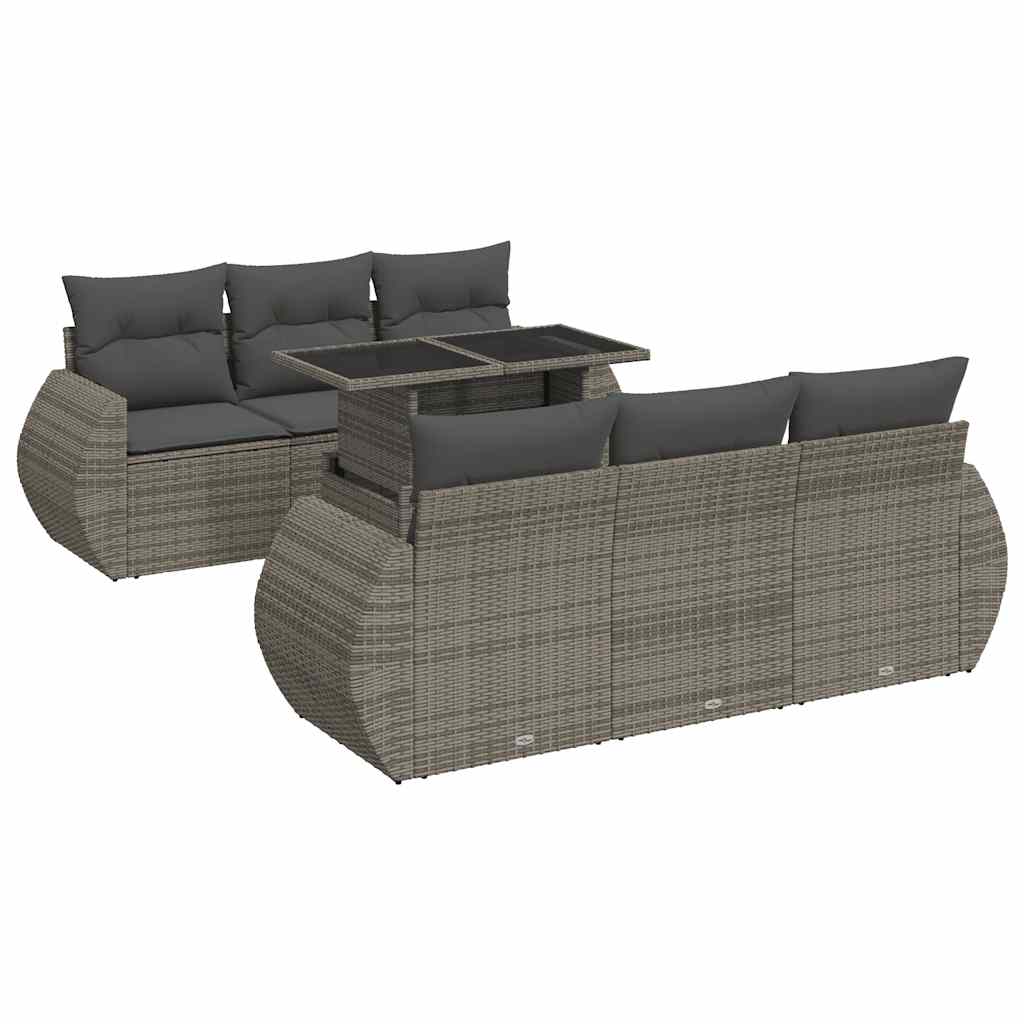 7-dijelni set vrtnih sofa sivi od poliratana