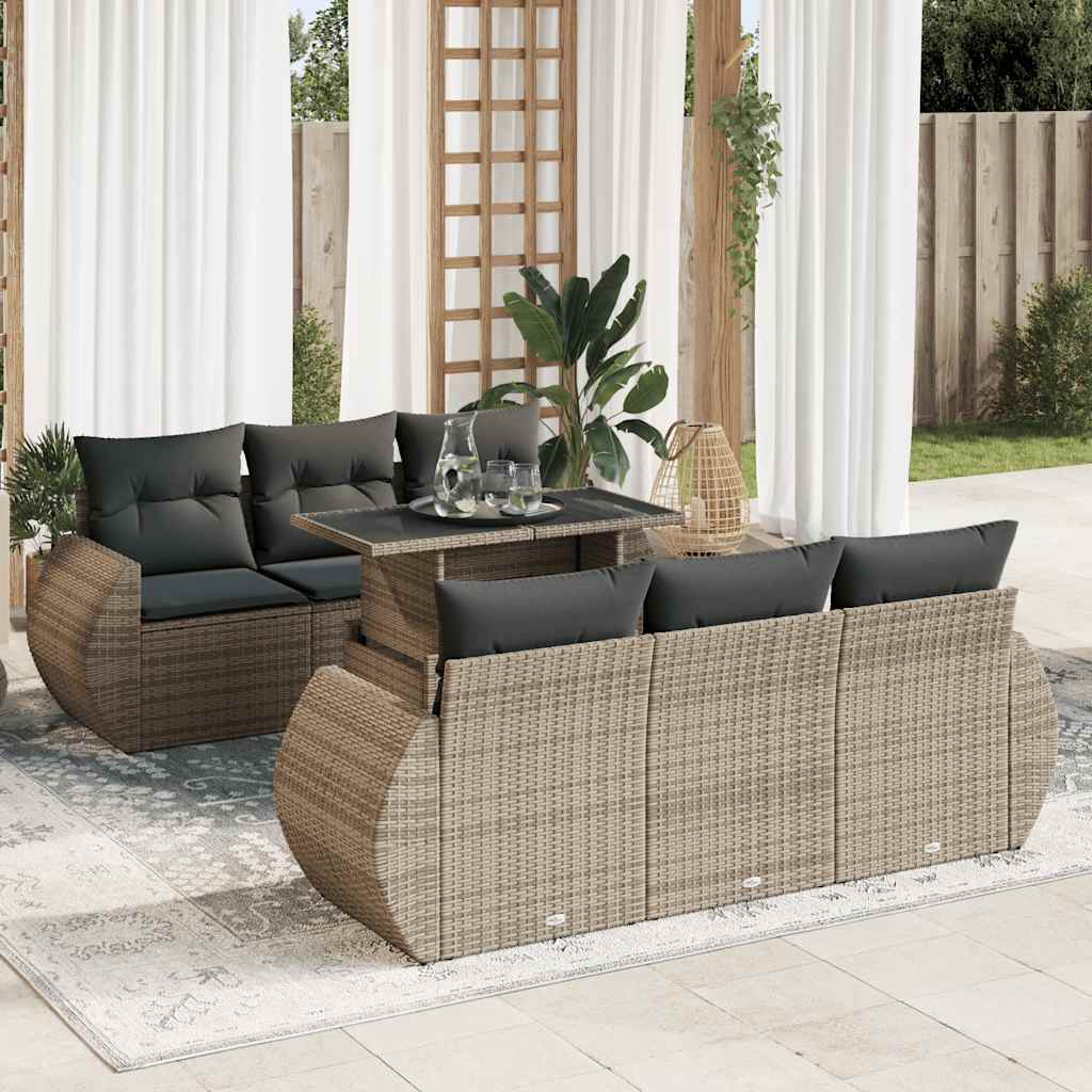 7-dijelni set vrtnih sofa sivi od poliratana