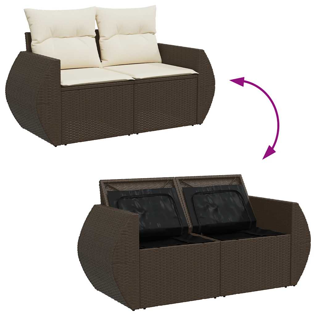 7-dijelni set vrtnih sofa od poliratana s jastucima smeđi