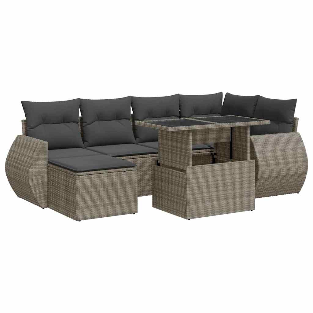 7-dijelni set vrtnih sofa sivi od poliratana