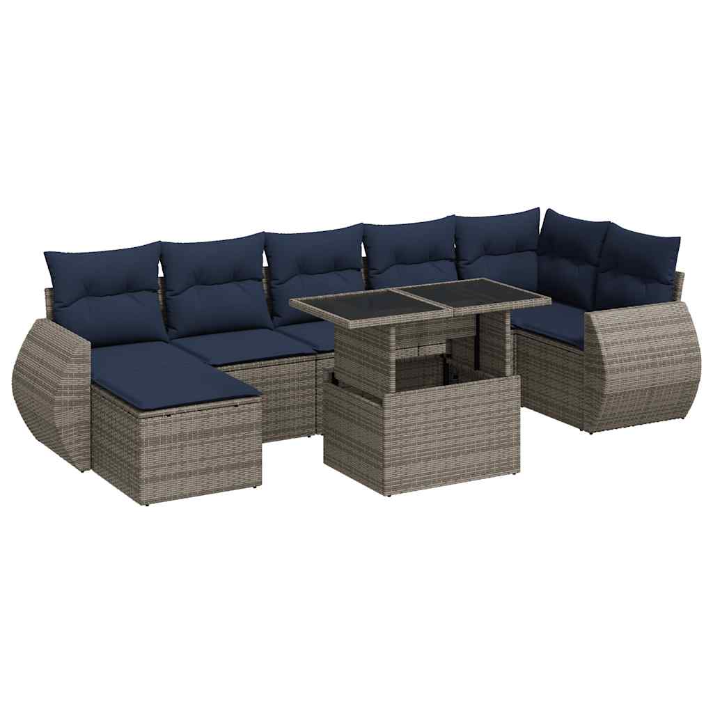 8-dijelni set vrtnih sofa od poliratana s jastucima sivi bagrem