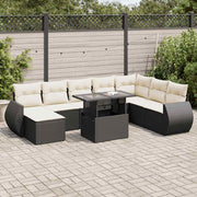 9-dijelni set vrtnih sofa s jastucima crni od poliratana