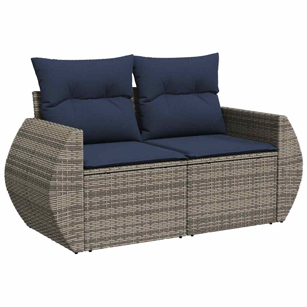 9-dijelni set vrtnih sofa poliratan i bagrem s jastucima sivi