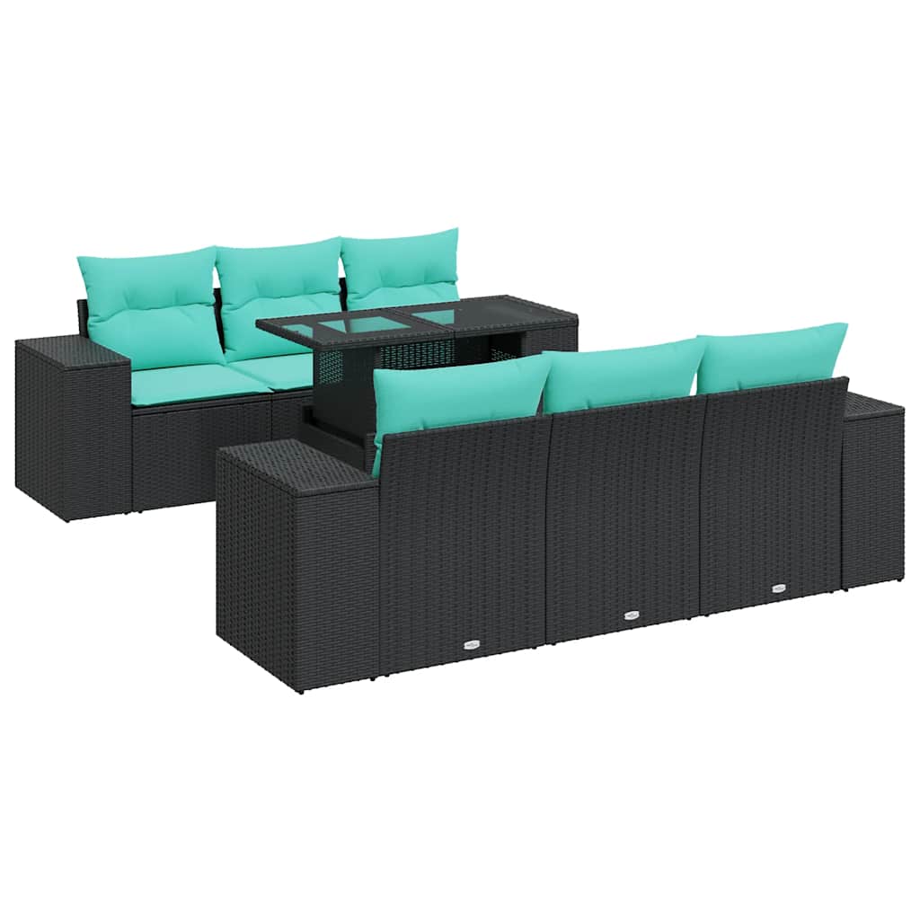 7-dijelni set vrtnih sofa od poliratana s jastucima crni bagrem