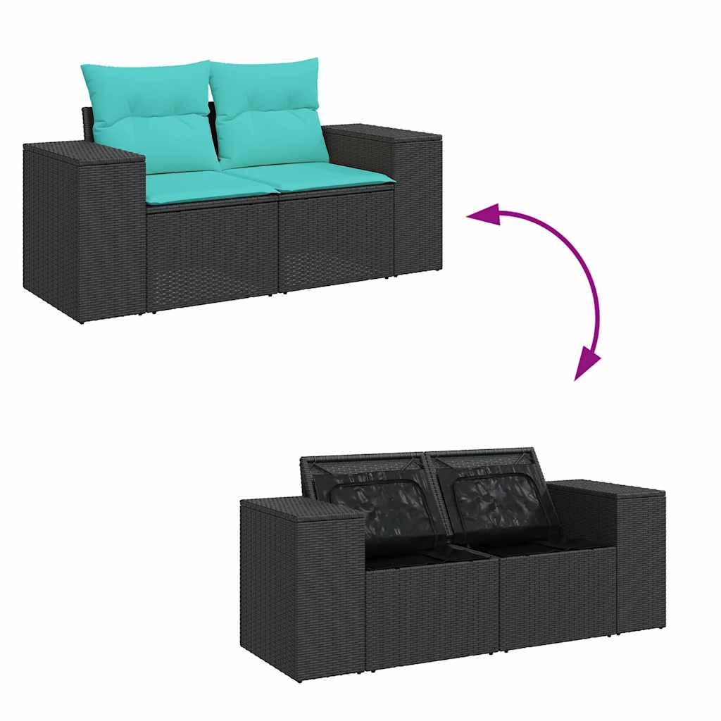 5-dijelni set vrtnih sofa s jastucima crni od poliratana bagrem