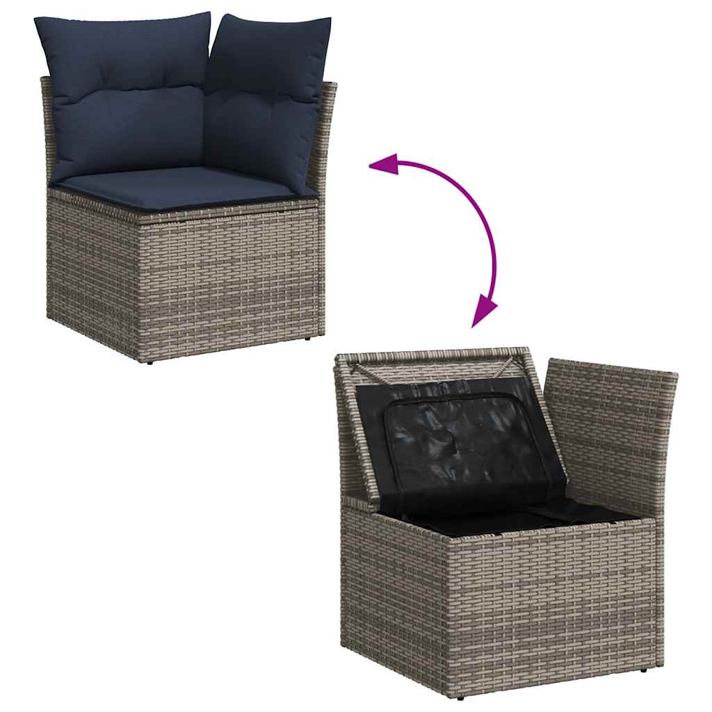 5-dijelni set vrtnih sofa poliratan i s jastucima sivi