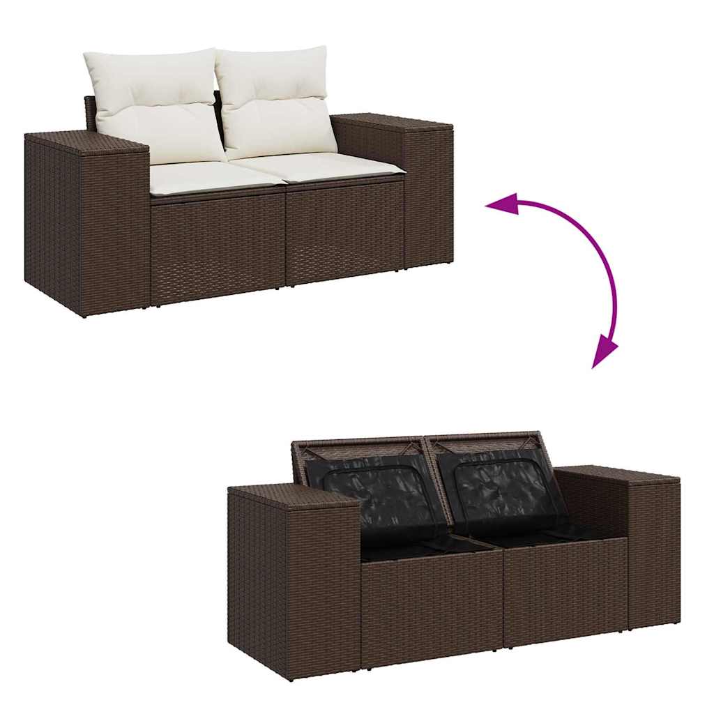 5-dijelni set vrtnih sofa s jastucima poliratan smeđi