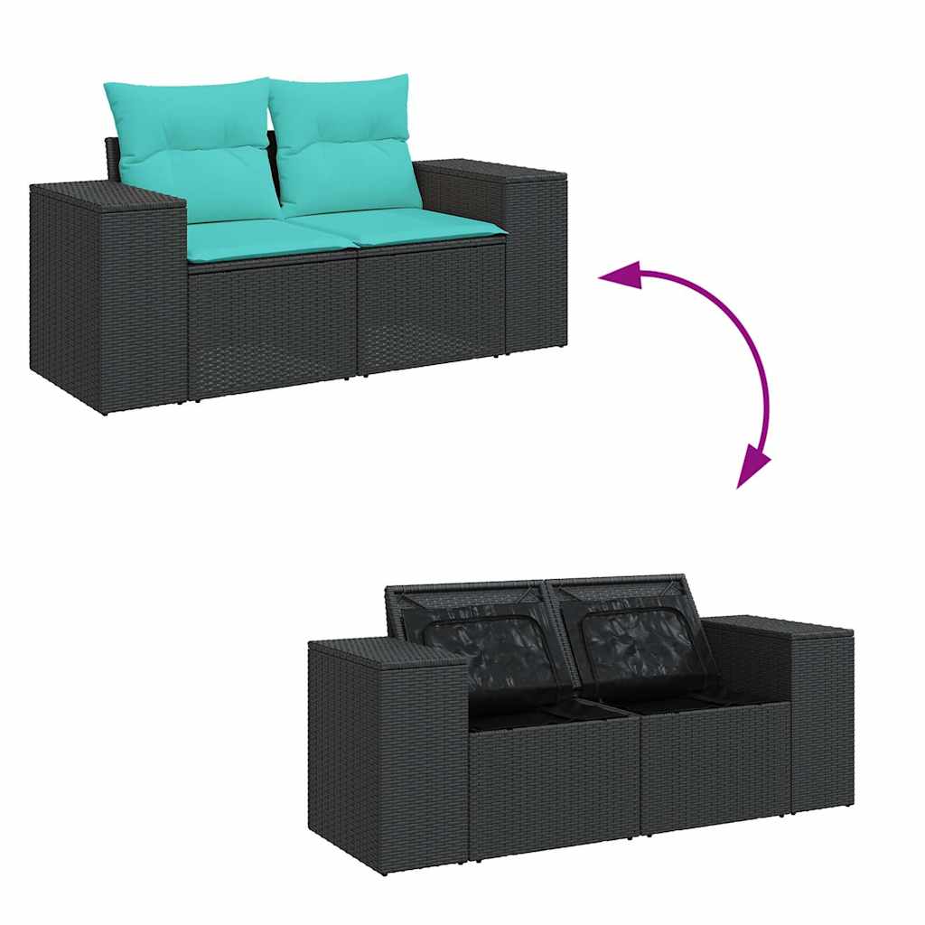 9-dijelni set vrtnih sofa s jastucima crni od poliratana bagrem