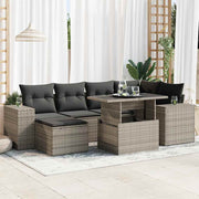 7-dijelni set vrtnih sofa sivi od poliratana
