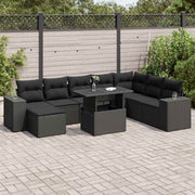 9-dijelni set vrtnih sofa s jastucima crni od poliratana