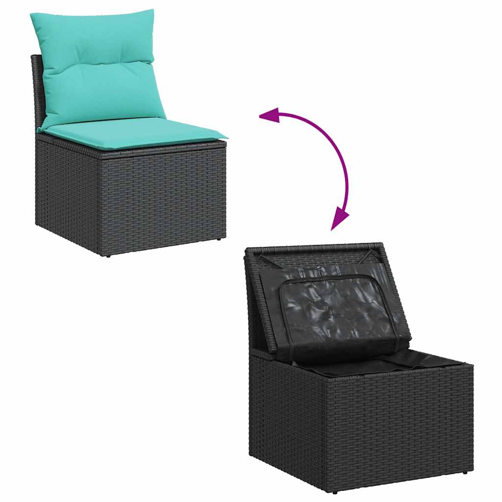 10-dijelni set vrtnih sofa s jastucima crni poliratana bagrem